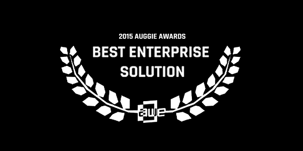 Auggie Award graphic commemorating Lowe's Holoroom Experience as best enterprise solution of 2015.